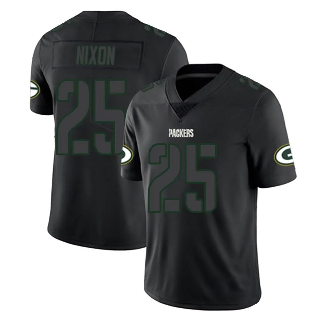 Blandc GB.Packers #25 Keisean Nixon Player Black Impact Limited Home Game Stitched Jerseys