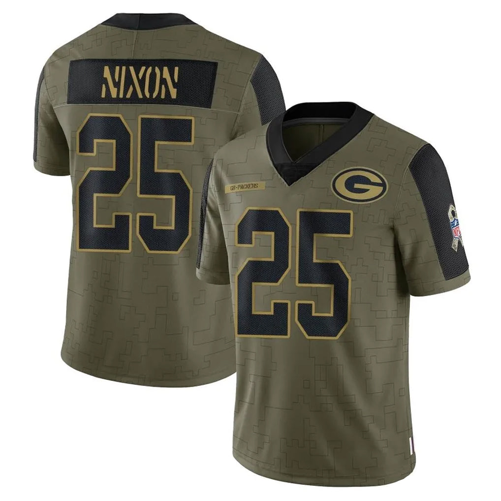 Blandc GB.Packers #25 Keisean Nixon Player Olive Salute To Service Limited Game Stitched Jerseys