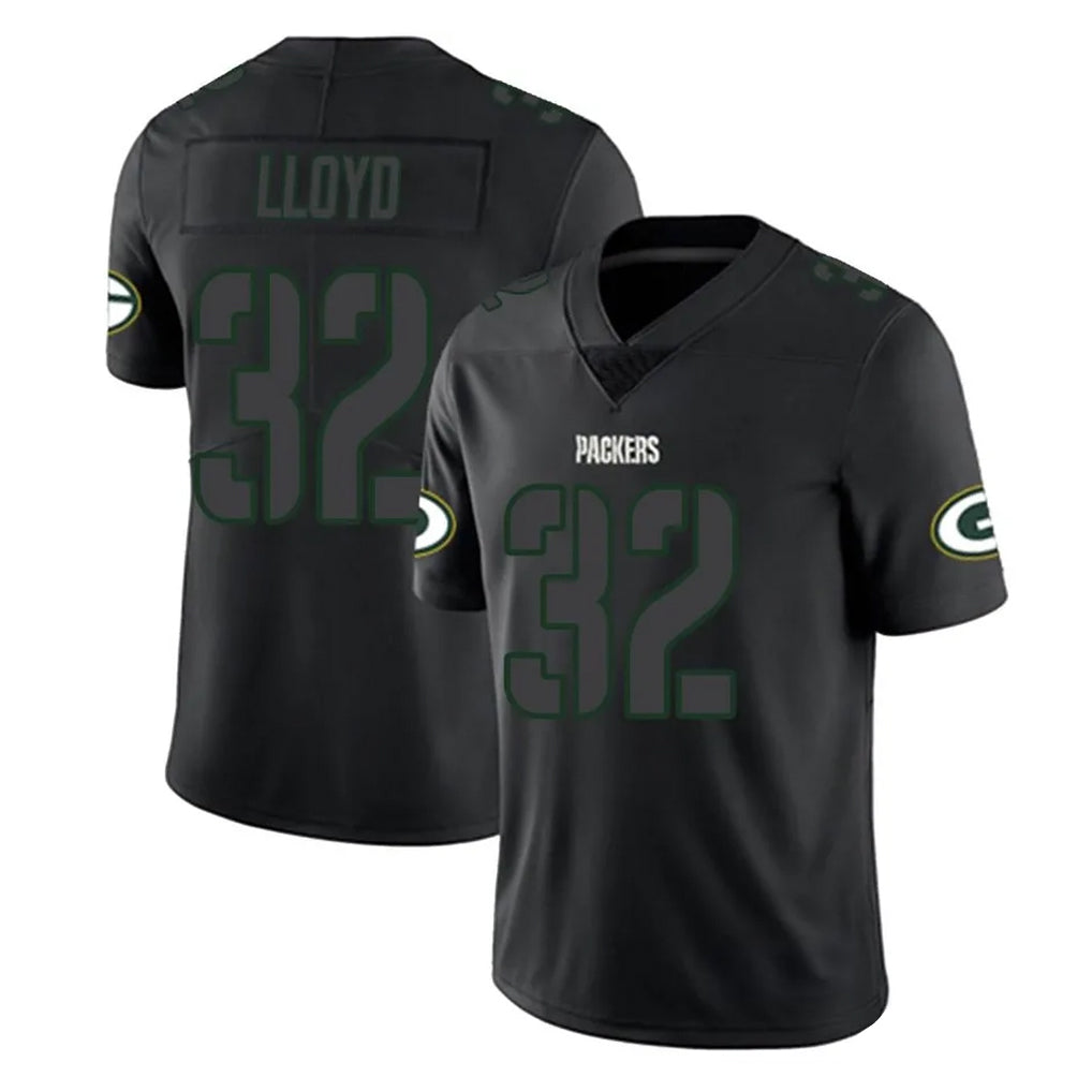 Blandc GB.Packers #32 MarShawn Lloyd Player Black Impact Limited Home Game Stitched Jerseys
