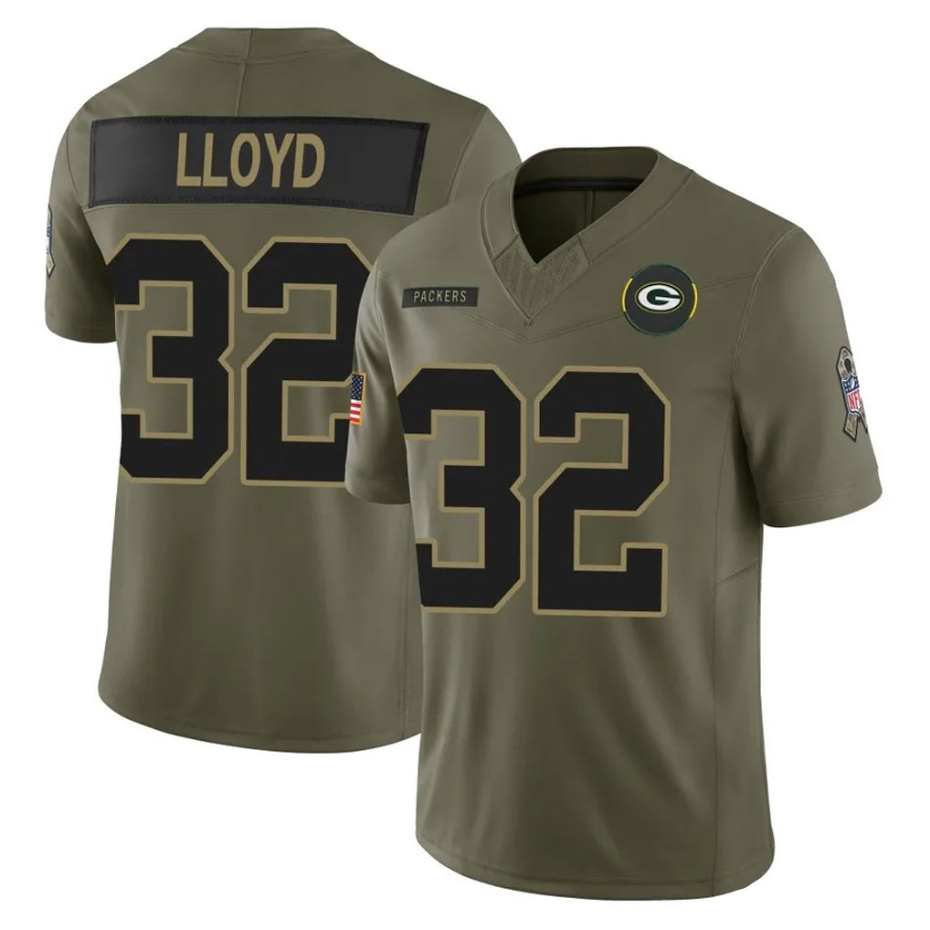 Blandc GB.Packers #32 MarShawn Lloyd Player Olive 2025 Salute To Service Limited Home Game Stitched Jerseys