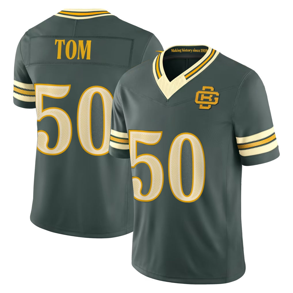 Blandc GB.Packers #50 Zach Tom Player Green Limited 2026 Rivalries Collection Home Game Stitched Jerseys