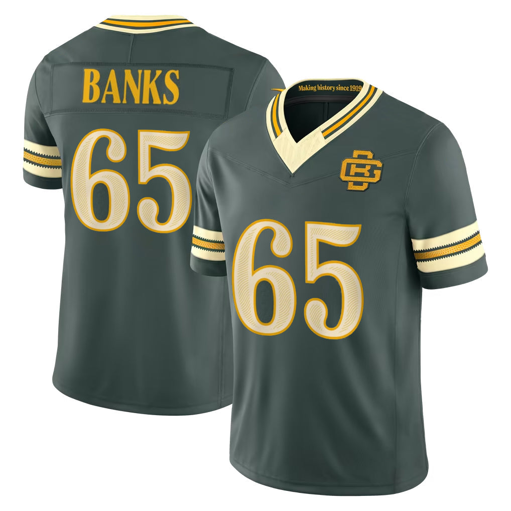Blandc GB.Packers #65 Aaron Banks Player Green Limited 2026 Rivalries Collection Home Game Stitched Jerseys
