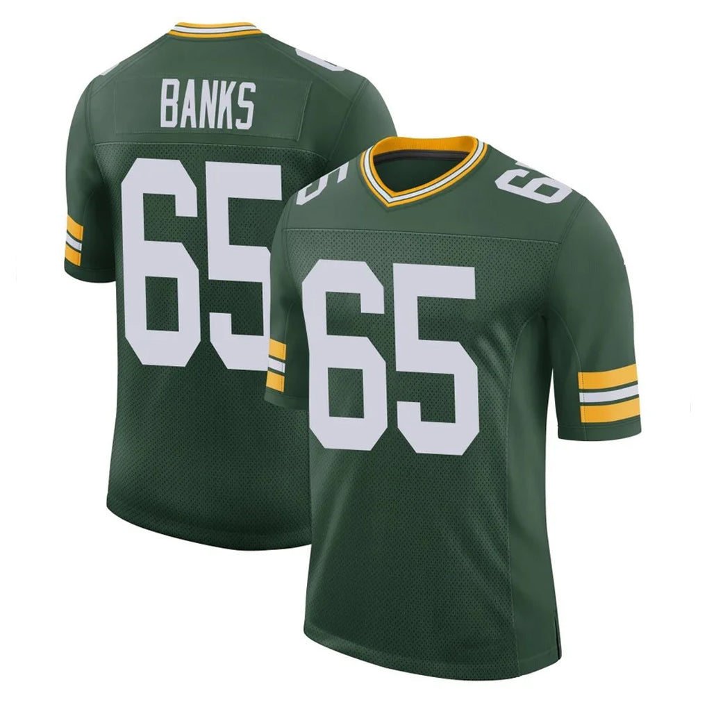 Blandc GB.Packers #65 Aaron Banks Player Green Limited Classic Home Game Stitched Jerseys