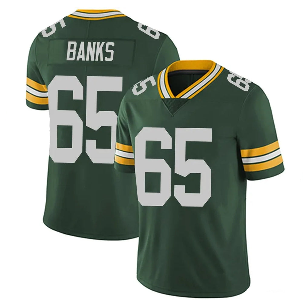Blandc GB.Packers #65 Aaron Banks Player Green Vapor Untouchable Limited Home Game Stitched Jerseys