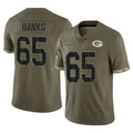 Blandc GB.Packers #65 Aaron Banks Player Olive Salute To Service Limited Stitched Jerseys
