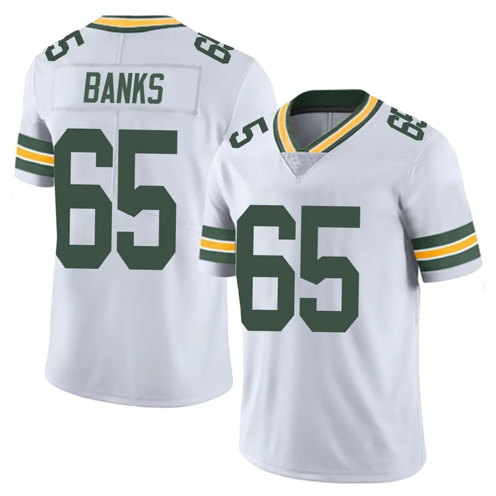 Blandc GB.Packers #65 Aaron Banks Player White Vapor Untouchable Limited Home Game Stitched Jerseys