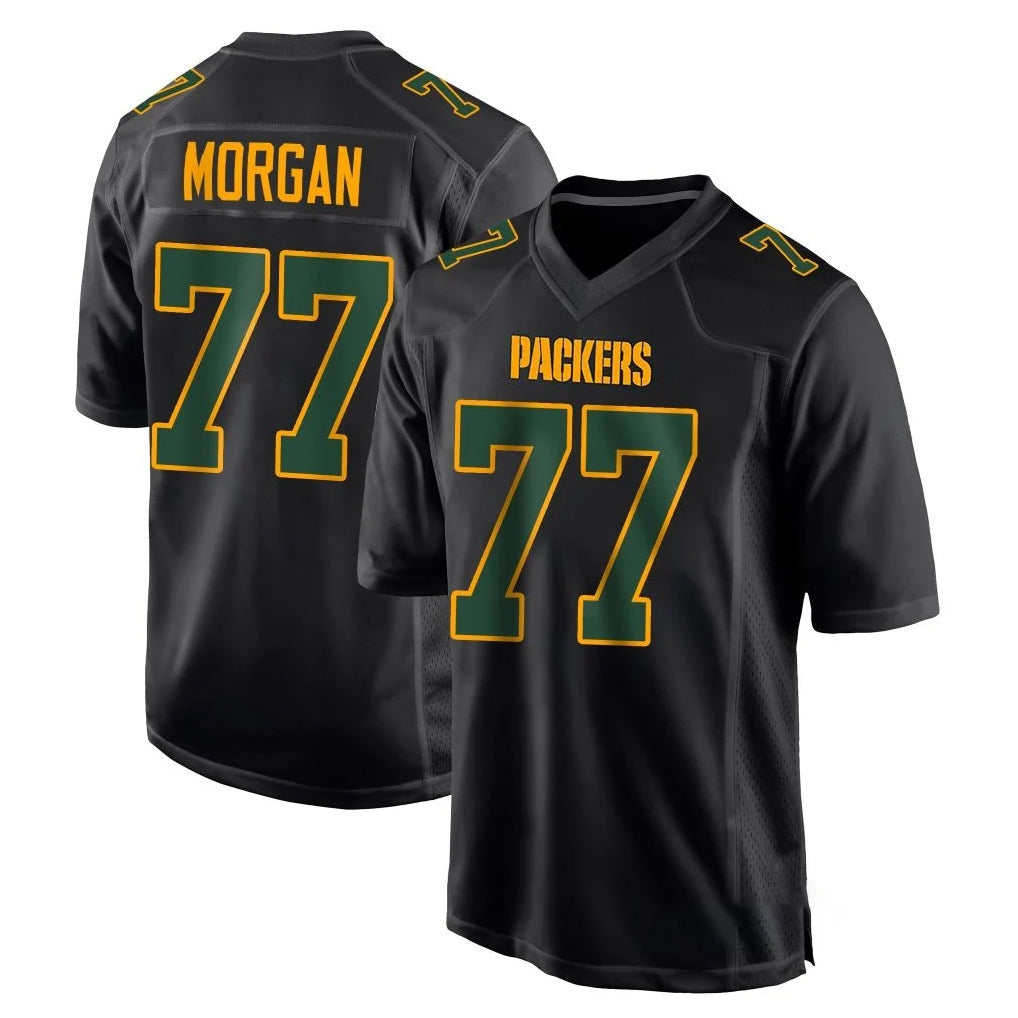 Blandc GB.Packers #77 Jordan Morgan Player Black Fashion Home Game Stitched Jerseys