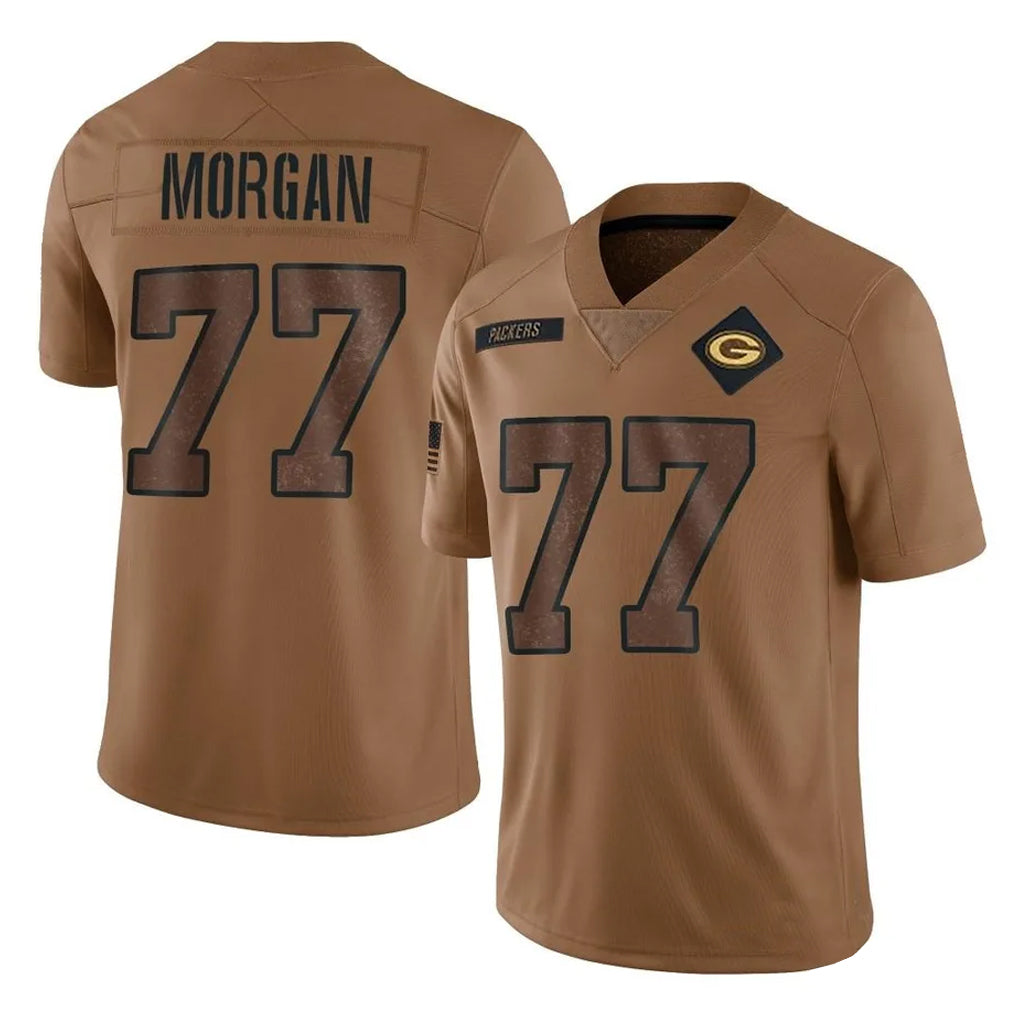 Blandc GB.Packers #77 Jordan Morgan Player Brown Salute To Service Limited Stitched Jerseys