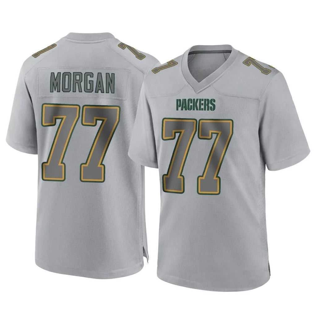Blandc GB.Packers #77 Jordan Morgan Player Gray Atmosphere Fashion Home Game Stitched Jerseys