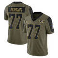 Blandc GB.Packers #77 Jordan Morgan Player Olive Salute To Service Limited Game Stitched Jerseys