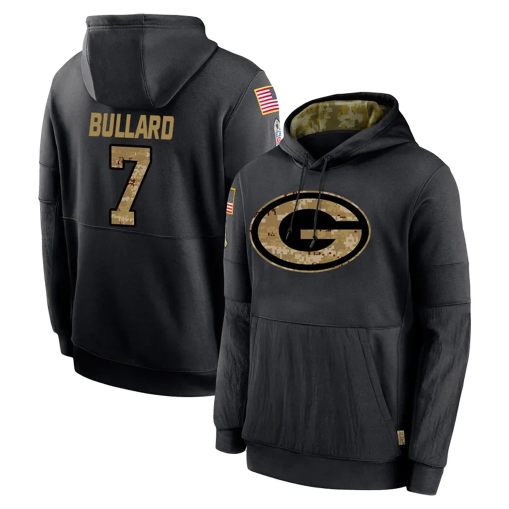 Blandc GB.Packers #7 Javon Bullard Player Black Salute to Service Hoodies Limited Game Stitched Jerseys