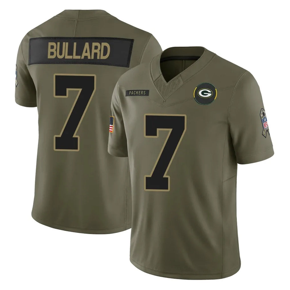 Blandc GB.Packers #7 Javon Bullard Player Olive 2025 Salute To Service Limited Home Game Stitched Jerseys