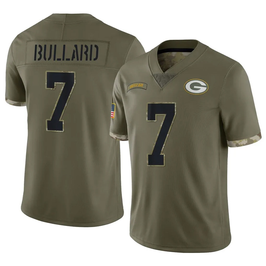 Blandc GB.Packers #7 Javon Bullard Player Olive Salute To Service Limited Stitched Jerseys