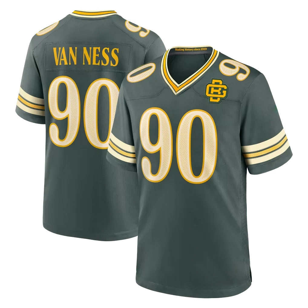 Blandc GB.Packers #90 Lukas Van Ness Player Green 2026 Rivalries Collection Home Game Stitched Jerseys