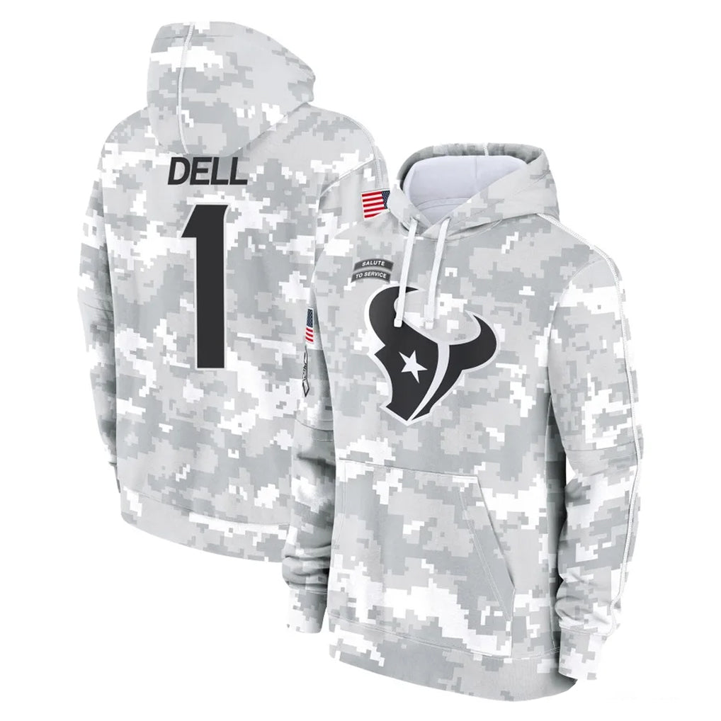 Blandc H.Texans #1 Tank Dell Player Arctic Camo Salute to Service Hoodies Limited Game Stitched Jerseys