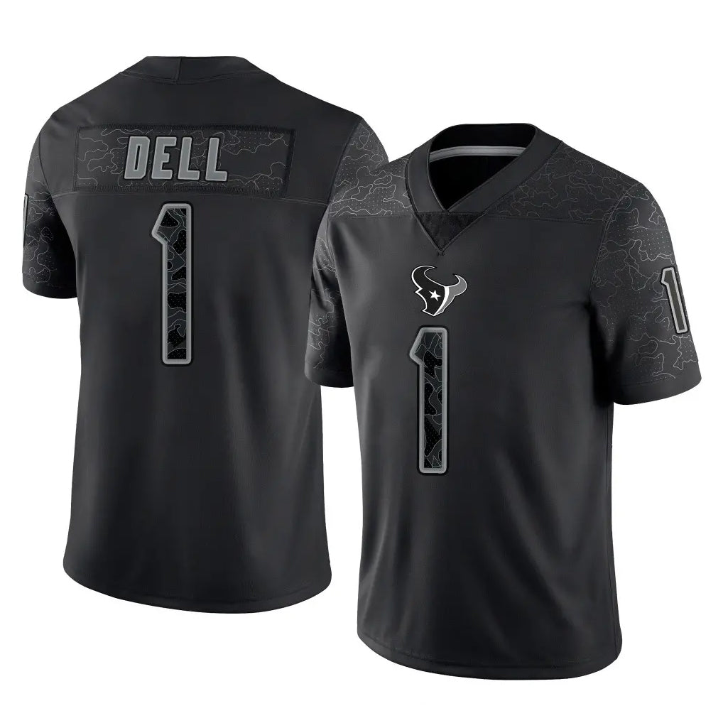 Blandc H.Texans #1 Tank Dell Player Black Reflective Limited Game Stitched Jerseys