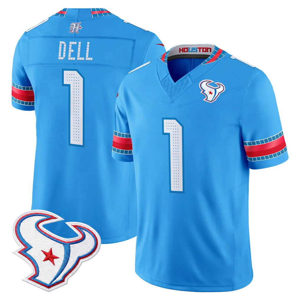 Blandc H.Texans #1 Tank Dell Player Blue 2026 Rivalries Vapor Limited Home Game Stitched jerseys
