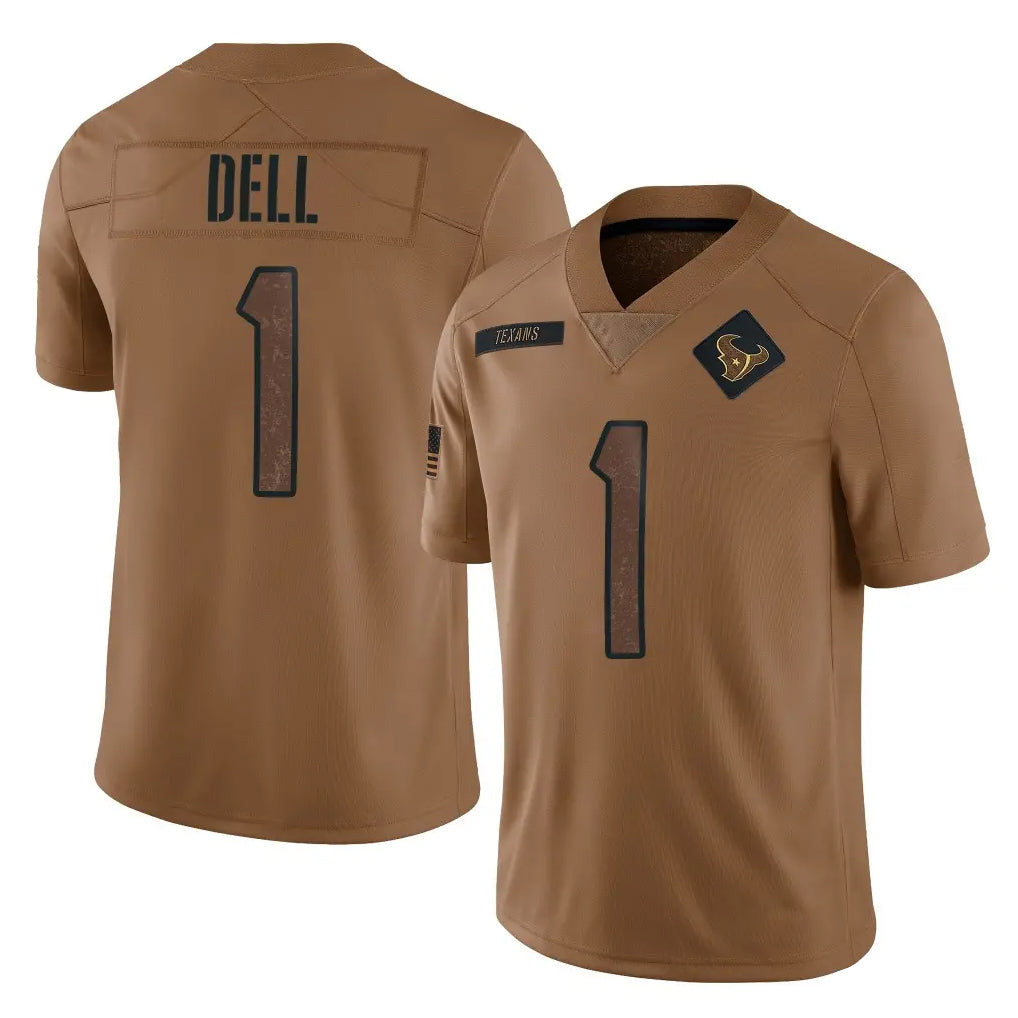 Blandc H.Texans #1 Tank Dell Player Brown Salute To Service Limited Stitched Jerseys