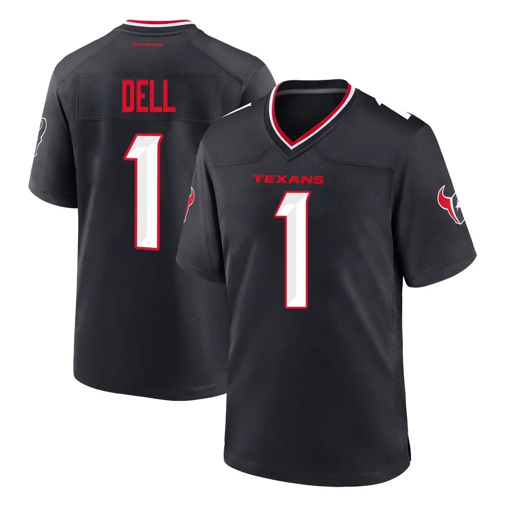 Blandc H.Texans #1 Tank Dell Player Navy Team Home Game Stitched Jerseys
