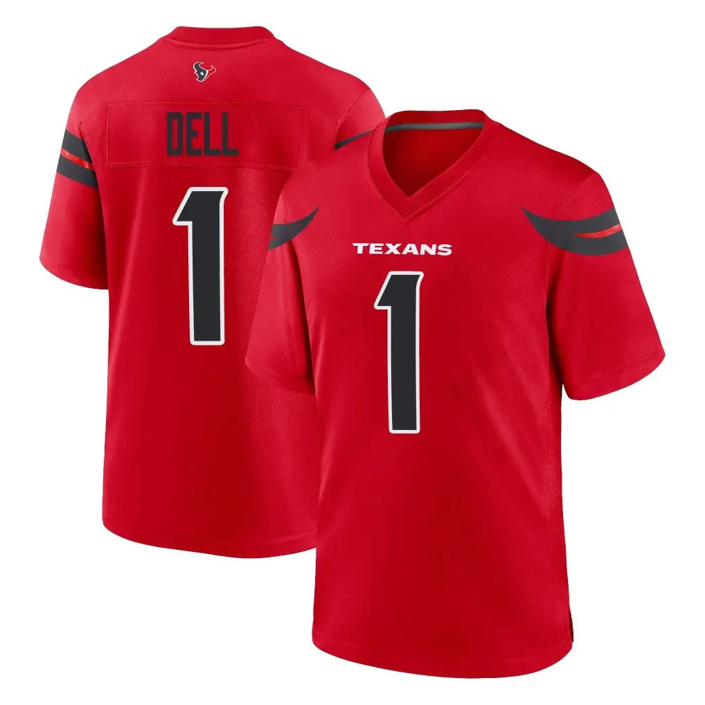 Blandc H.Texans #1 Tank Dell Player Red Alternate Home Game Stitched Jerseys