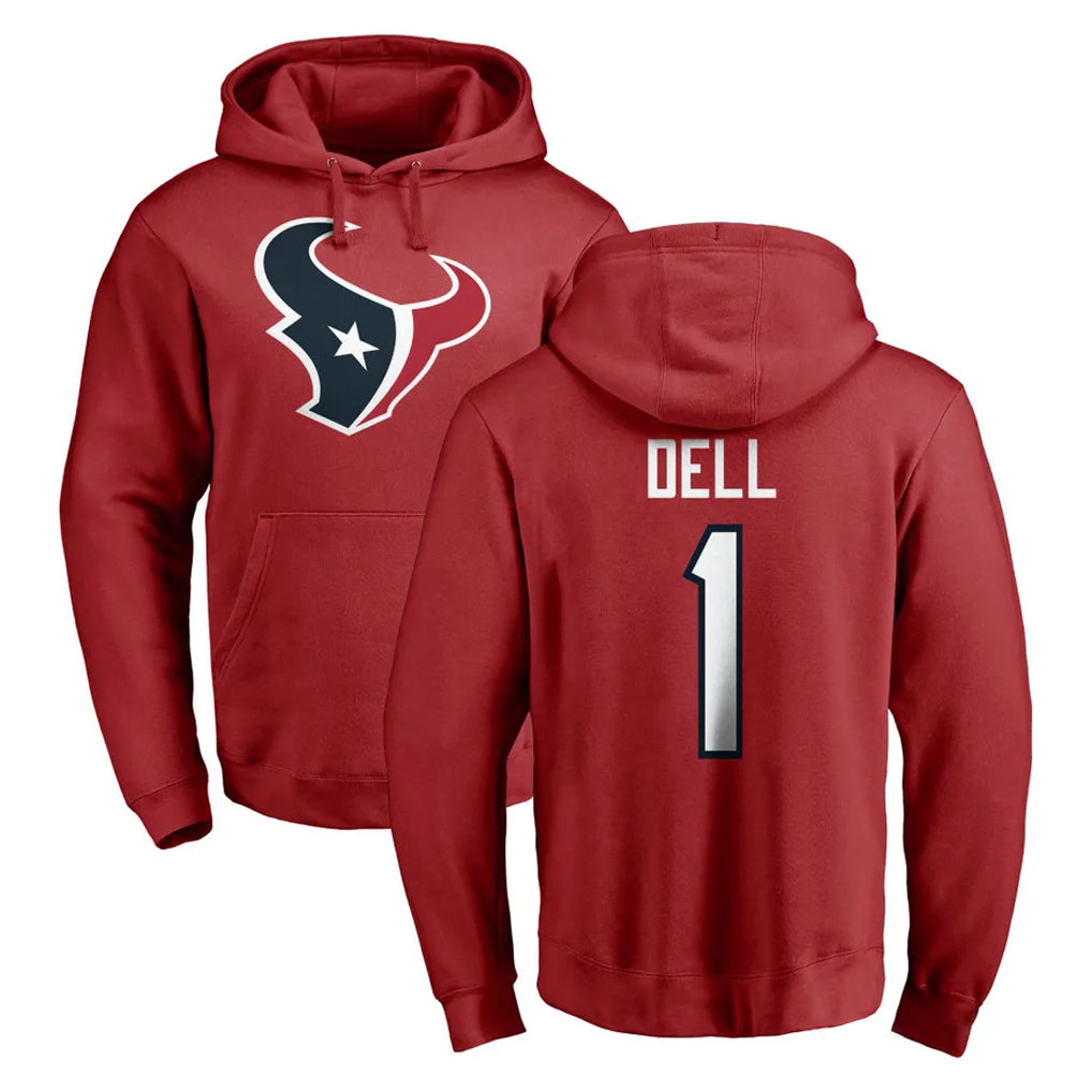 Blandc H.Texans #1 Tank Dell Player Red Pro Line Pullover Hoodie Limited Game Stitched Jerseys