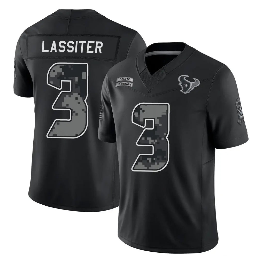 Blandc H.Texans #3 Kamari Lassiter Player Black Limited 2026 Salute to Service Home Game Stitched Jerseys