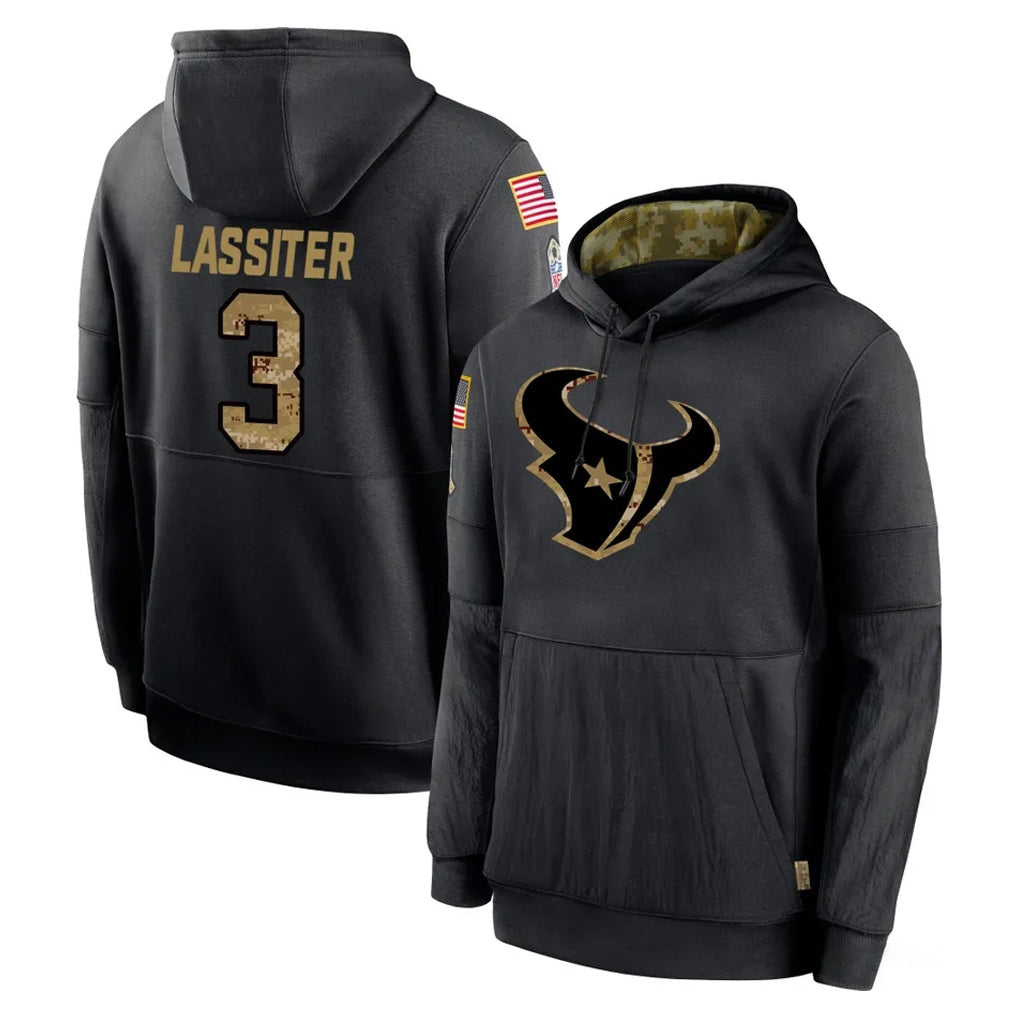 Blandc H.Texans #3 Kamari Lassiter Player Black Salute to Service Hoodies Limited Game Stitched Jerseys