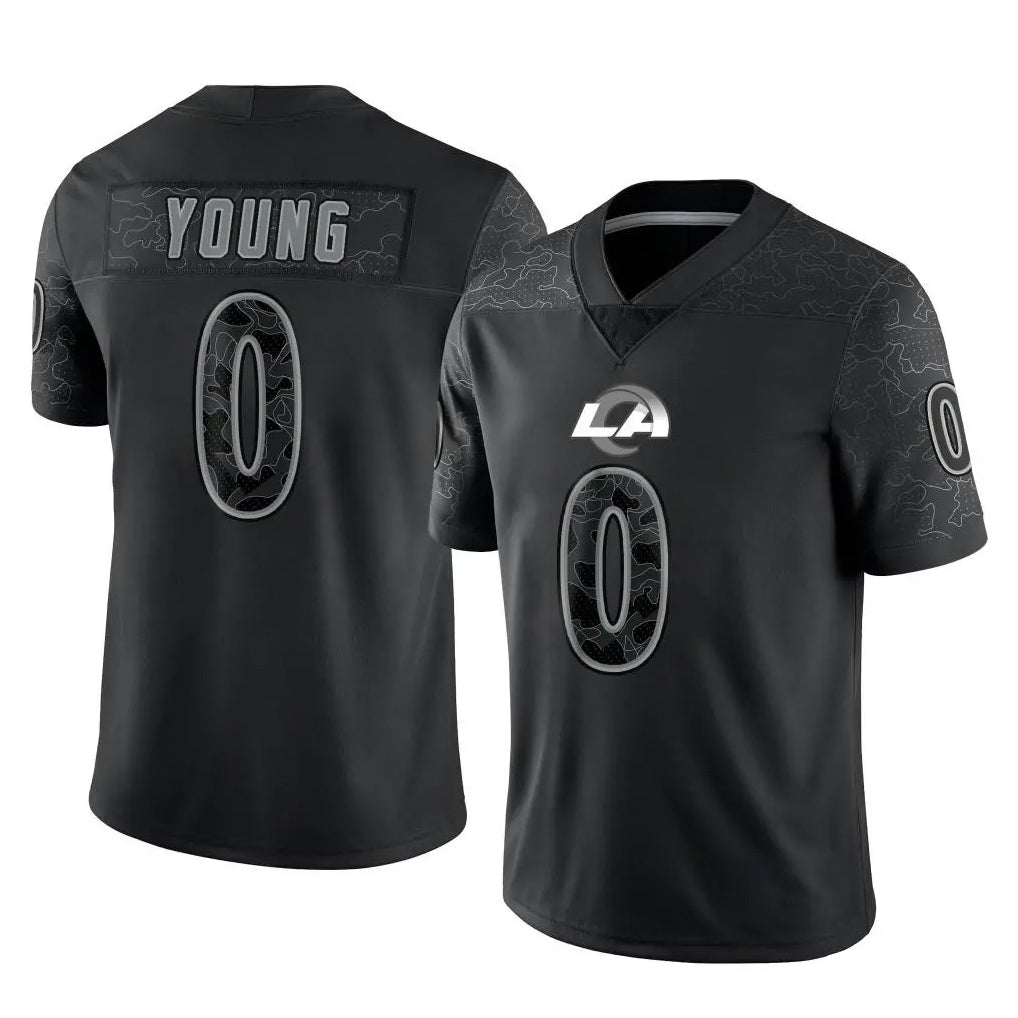 Blandc LA.Rams #0 Byron Young Player Black Limited Reflective Home Game Stitched Jerseys