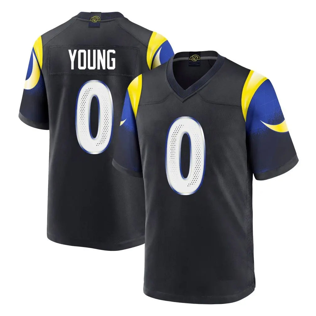 Blandc LA.Rams #0 Byron Young Player Black Midnight Rivalries Collection Home Game Stitched Jerseys