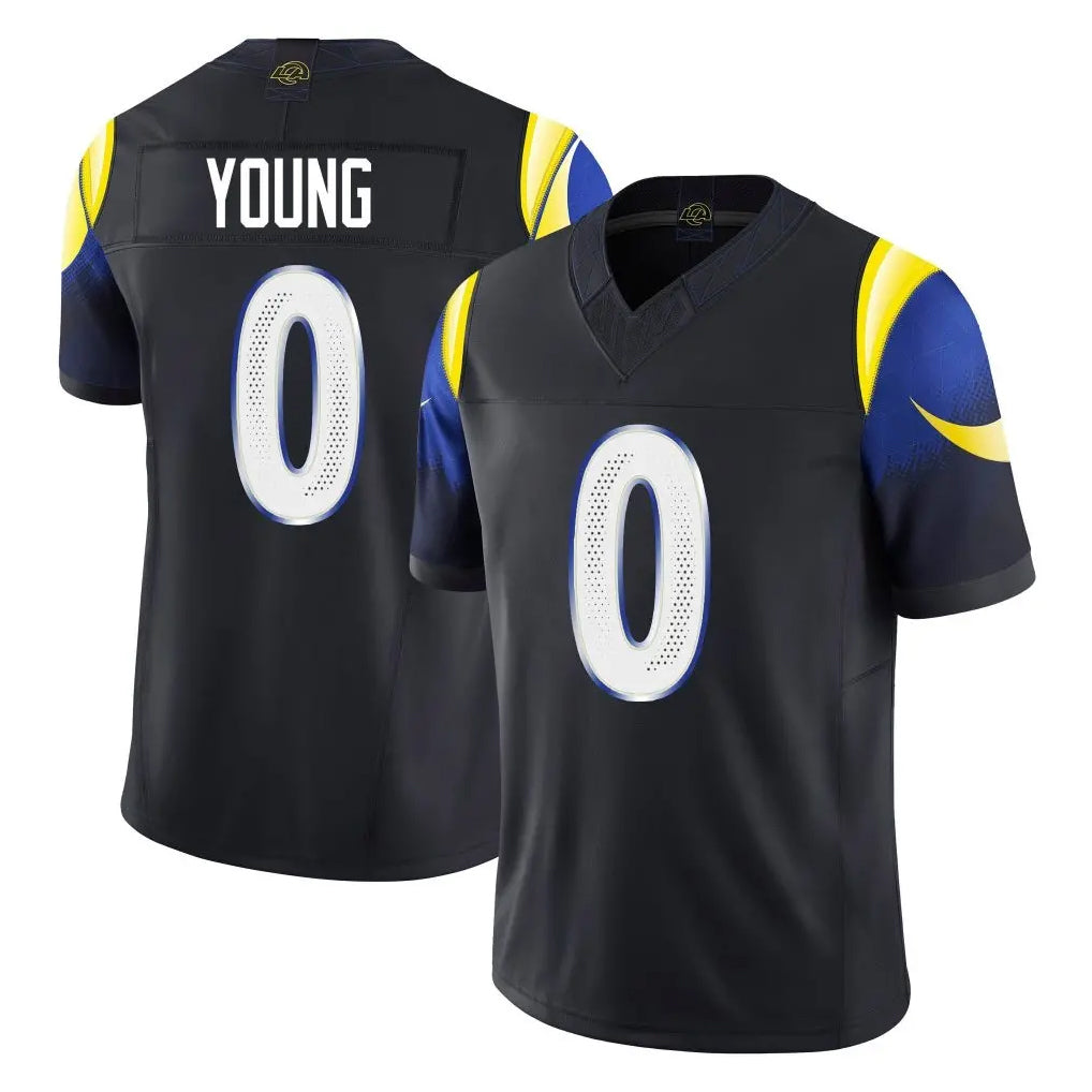 Blandc LA.Rams #0 Byron Young Player Black Midnight Rivalries Collection Limited Home Game Stitched Jerseys