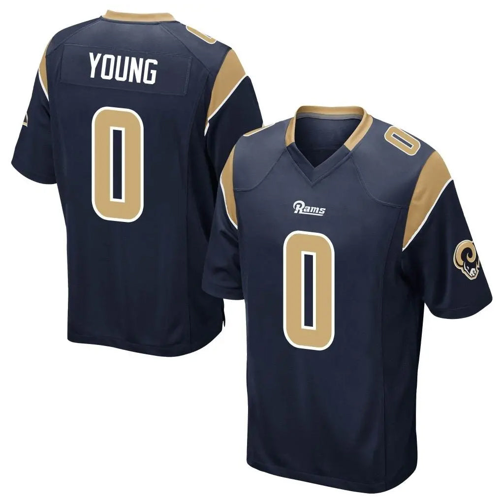 Blandc LA.Rams #0 Byron Young Player Navy Home Game Stitched Jerseys