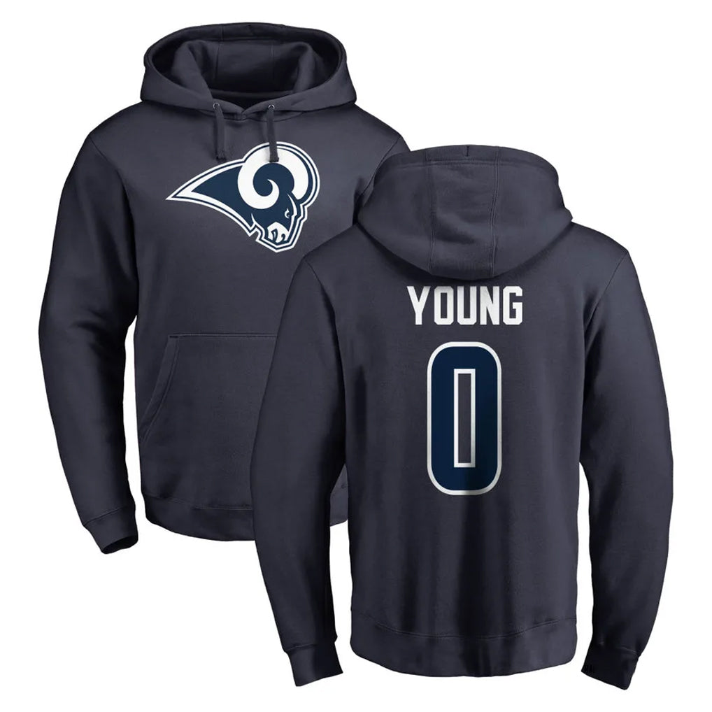 Blandc LA.Rams #0 Byron Young Player Navy Pullover Hoodie Limited Game Stitched Jerseys