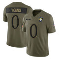 Blandc LA.Rams #0 Byron Young Player Olive 2025 Salute To Service Limited Game Stitched Jerseys