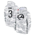 Blandc LA.Rams #3 Kam Curl Player Arctic Camo Salute to Service Hoodies Limited Game Stitched Jerseys