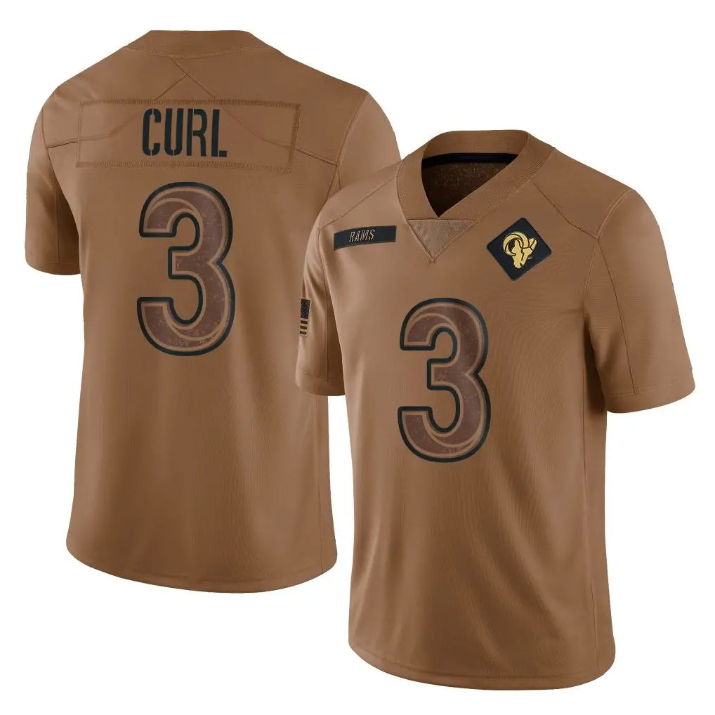 Blandc LA.Rams #3 Kam Curl Player Brown Salute To Service Limited Stitched Jerseys