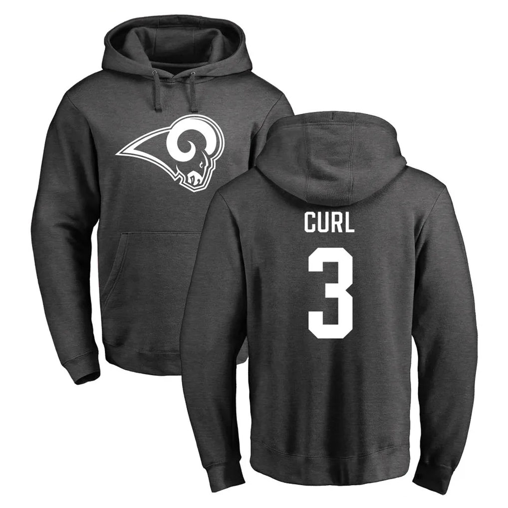 Blandc LA.Rams #3 Kam Curl Player Gray Pullover Hoodie Limited Game Stitched Jerseys