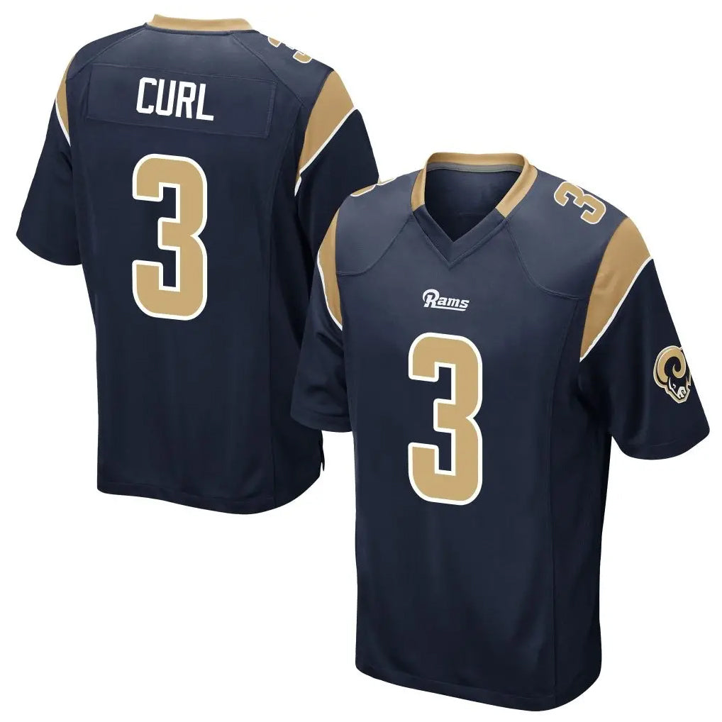 Blandc LA.Rams #3 Kam Curl Player Navy Home Game Stitched Jerseys