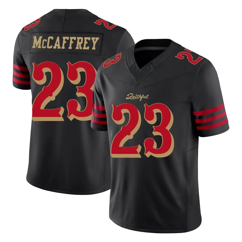 Blandc SF.49ers #23 Christian McCaffrey Player Black Limited Rivalries Collection Home Game Stitched Jerseys