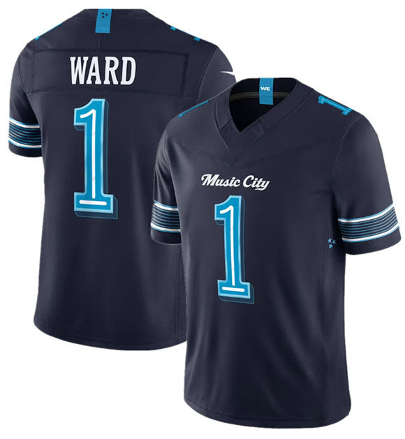 Blandc T.Titans #1 Cameron Ward Navy 2026 F.U.S.E. 'Music City' Rivalries Collection Limited Football Stitched Jersey